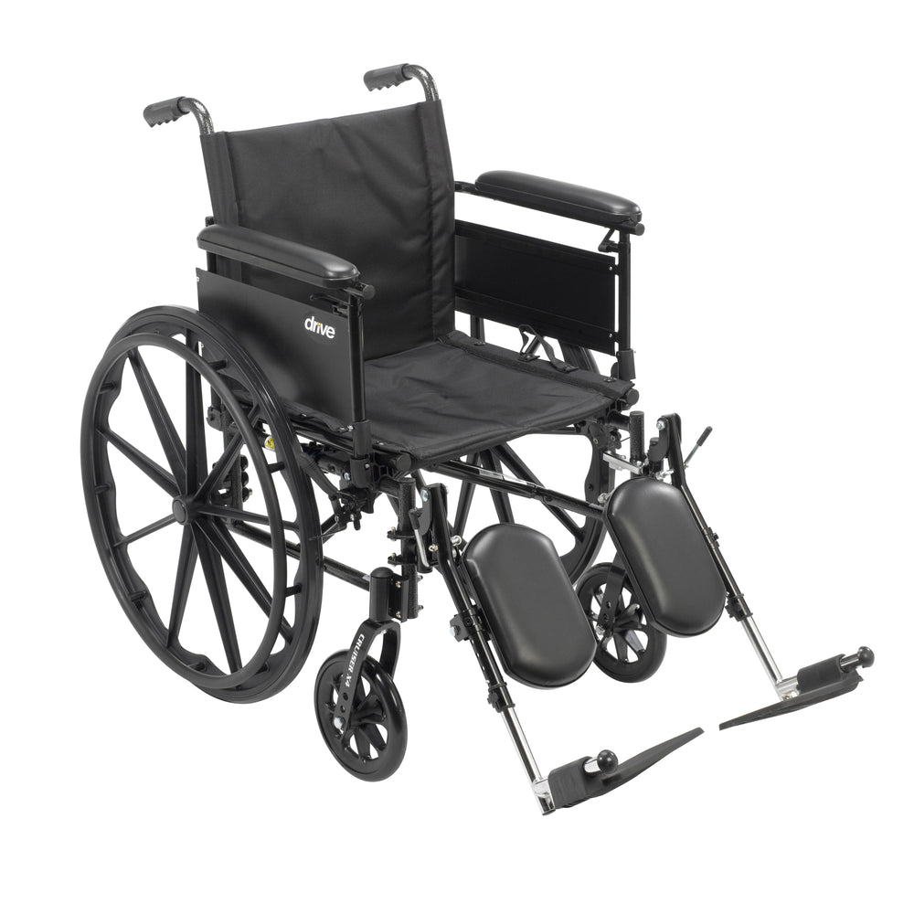 Cruiser X4 Lightweight Dual Axle Wheelchair with Adjustable Detachable Arms, Full Arms, Elevating Leg Rests, 20" Seat