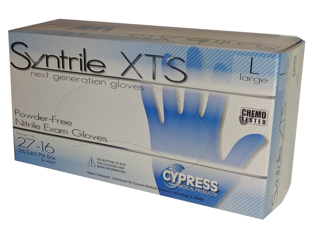 Syntrile XTS Powder Free Cuff Length Chemo tested Nitrile Exam Gloves - Large (200 count) - No Insurance Medical Supplies