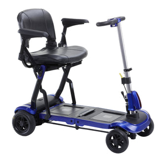 ZooMe Flex Ultra Compact Folding Travel 4 Wheel Scooter, Blue - No Insurance Medical Supplies