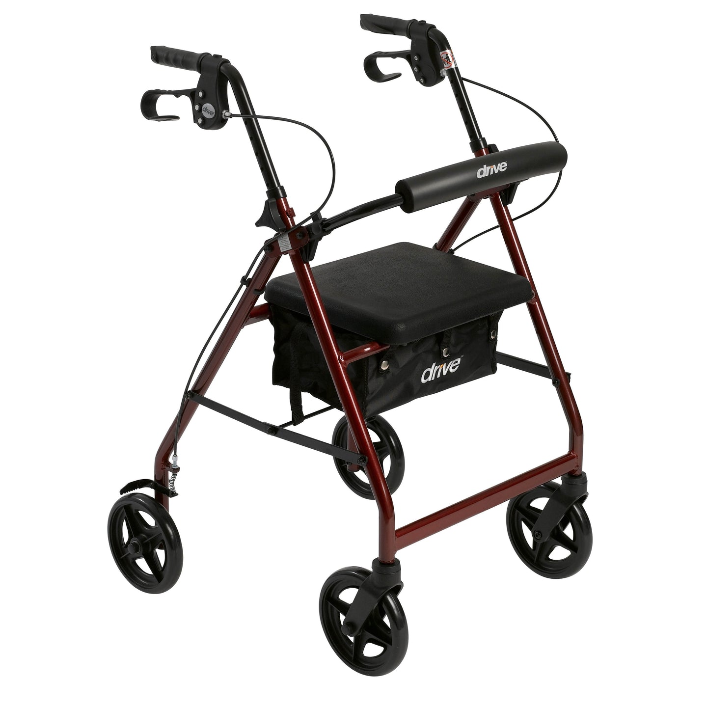 Aluminum Rollator Rolling Walker with Fold Up and Removable Back Support and Padded Seat, Red