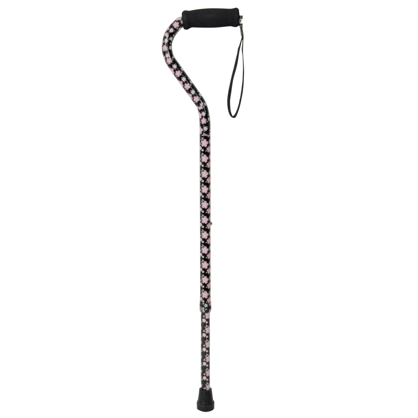 Foam Grip Offset Handle Walking Cane, Pink Floral - No Insurance Medical Supplies