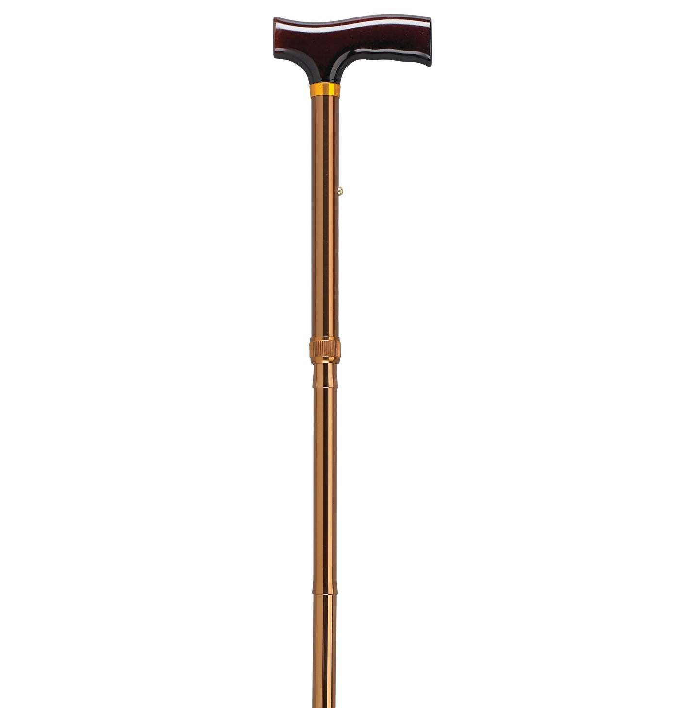 Lightweight Adjustable Folding Cane with T Handle, Bronze - No Insurance Medical Supplies