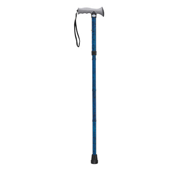 Adjustable Lightweight Folding Cane with Gel Hand Grip, Blue Crackle - No Insurance Medical Supplies