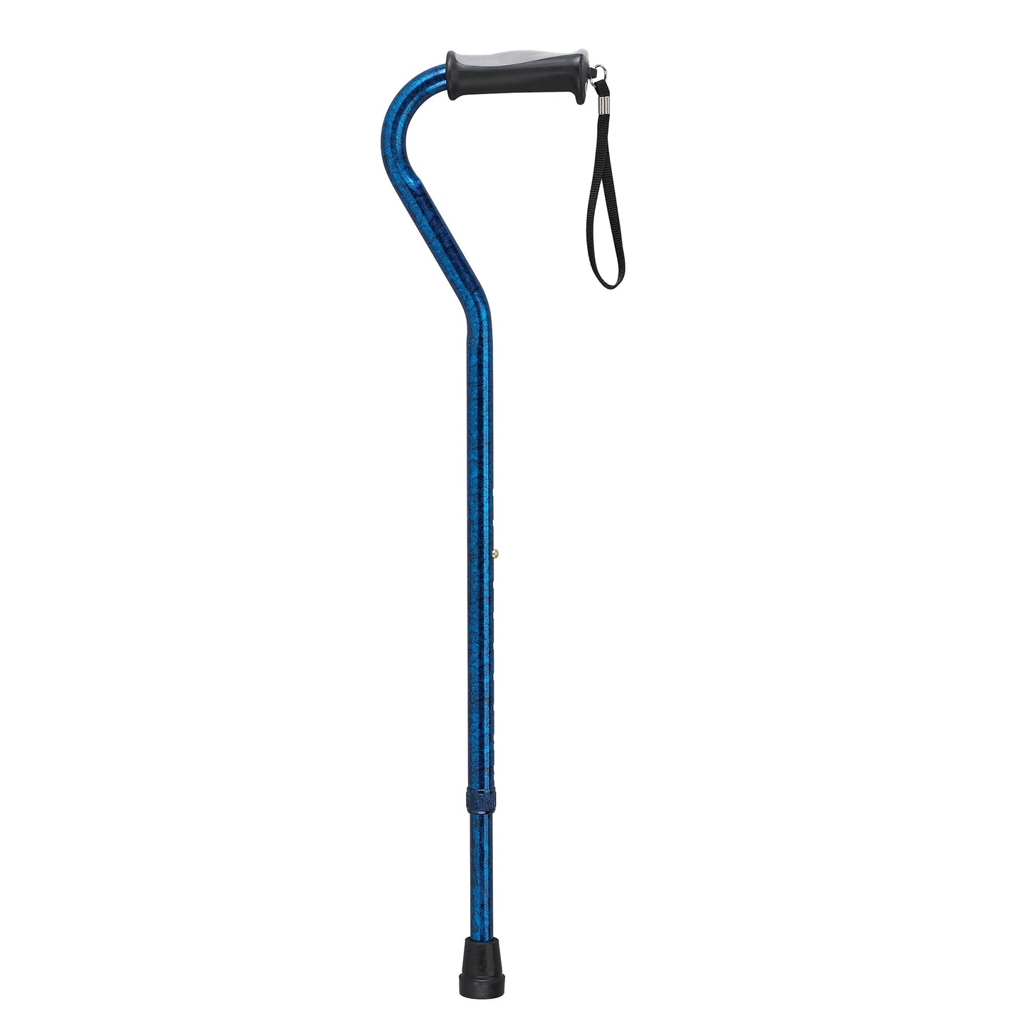 Adjustable Height Offset Handle Cane with Gel Hand Grip, Blue Crackle - No Insurance Medical Supplies