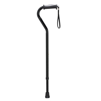 Adjustable Height Offset Handle Cane with Gel Hand Grip, Black - No Insurance Medical Supplies