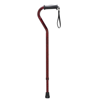 Adjustable Height Offset Handle Cane with Gel Hand Grip, Red Crackle - No Insurance Medical Supplies