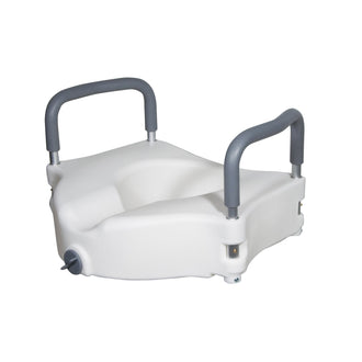 Elevated Raised Toilet Seat with Removable Padded Arms, Standard Seat