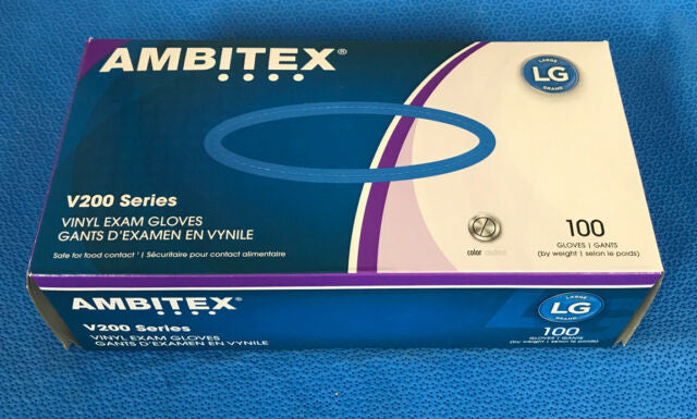 Ambitex Powder Free Vinyl Exam Gloves - Large (100 Count) - No Insurance Medical Supplies