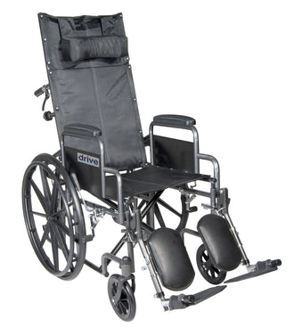 Silver Sport Reclining Wheelchair with Elevating Leg Rests, Detachable Desk Arms, 18" Seat - No Insurance Medical Supplies