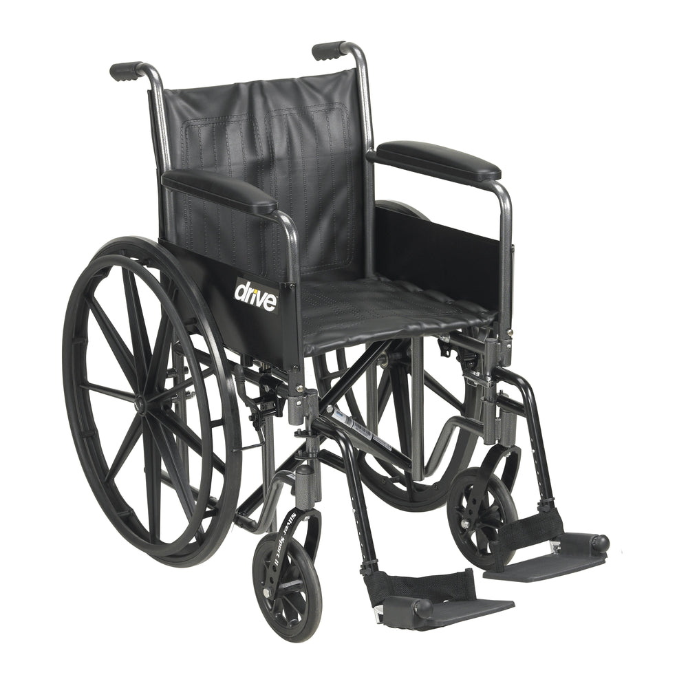 Silver Sport 2 Wheelchair, Detachable Full Arms, Swing away Footrests, 18" Seat