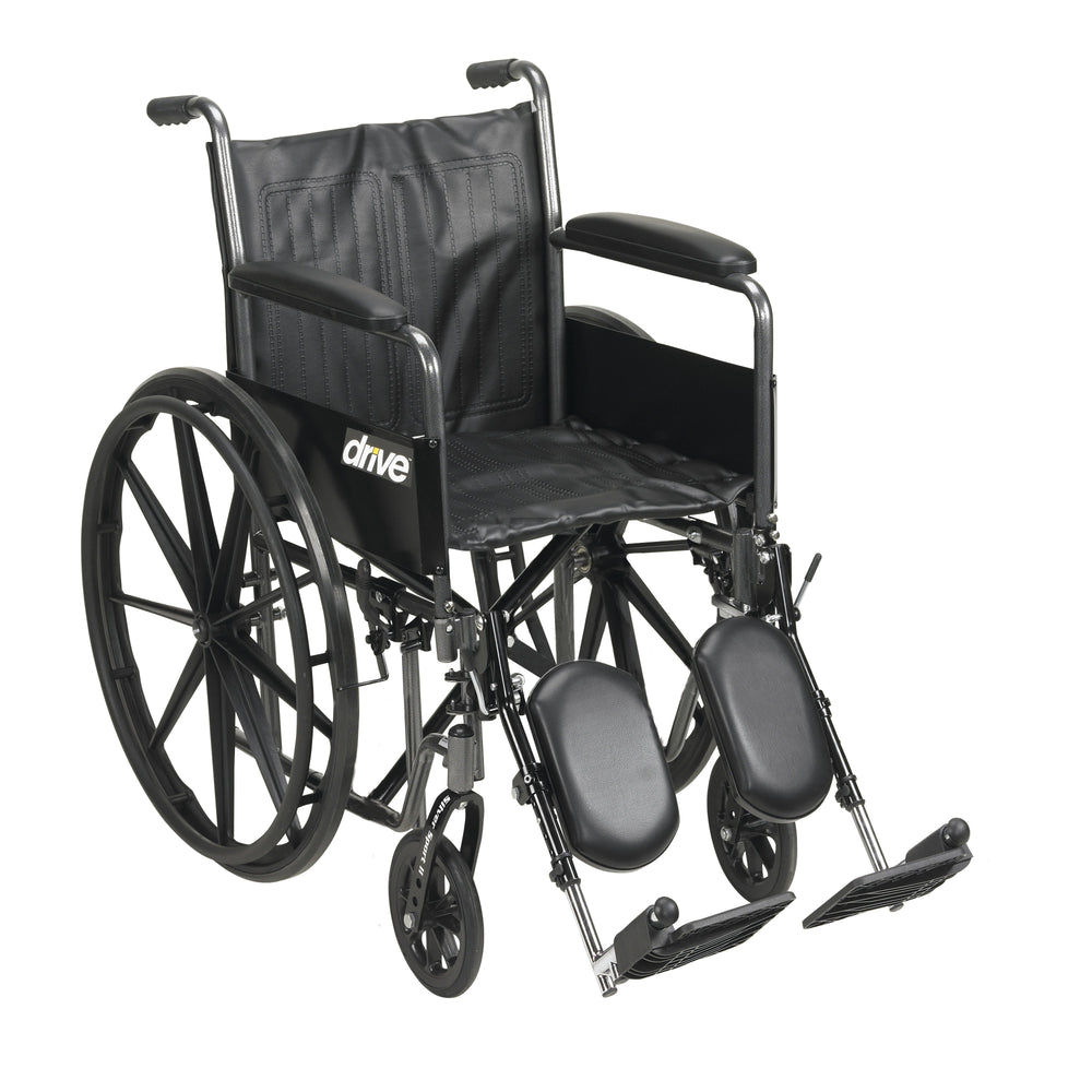 Silver Sport 2 Wheelchair, Detachable Full Arms, Elevating Leg Rests, 20" Seat