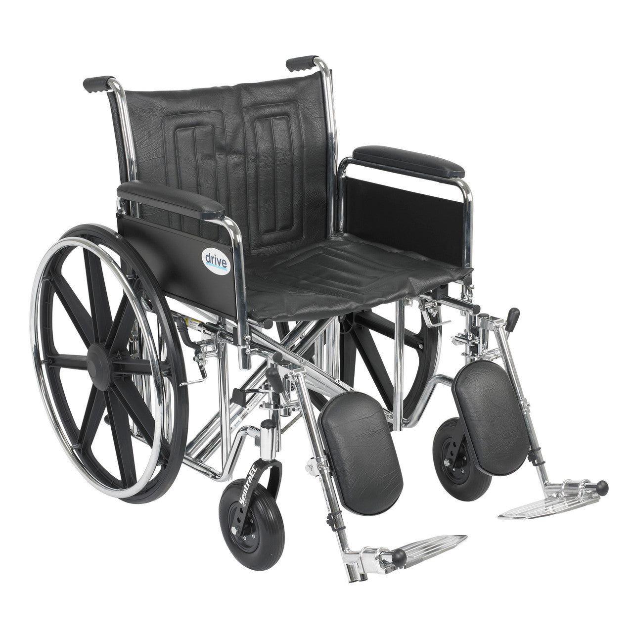 Sentra EC Heavy Duty Wheelchair, Detachable Full Arms, Elevating Leg Rests, 22" Seat - No Insurance Medical Supplies