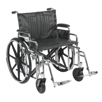 Sentra Extra Heavy Duty Wheelchair, Detachable Desk Arms, Swing away Footrests, 24" Seat