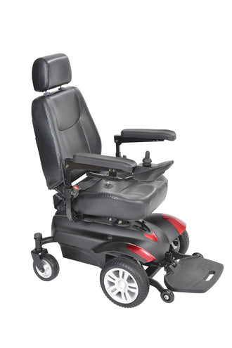 Titan Transportable Front Wheel Power Wheelchair, Full Back Captain's Seat, 18" x 18" - No Insurance Medical Supplies