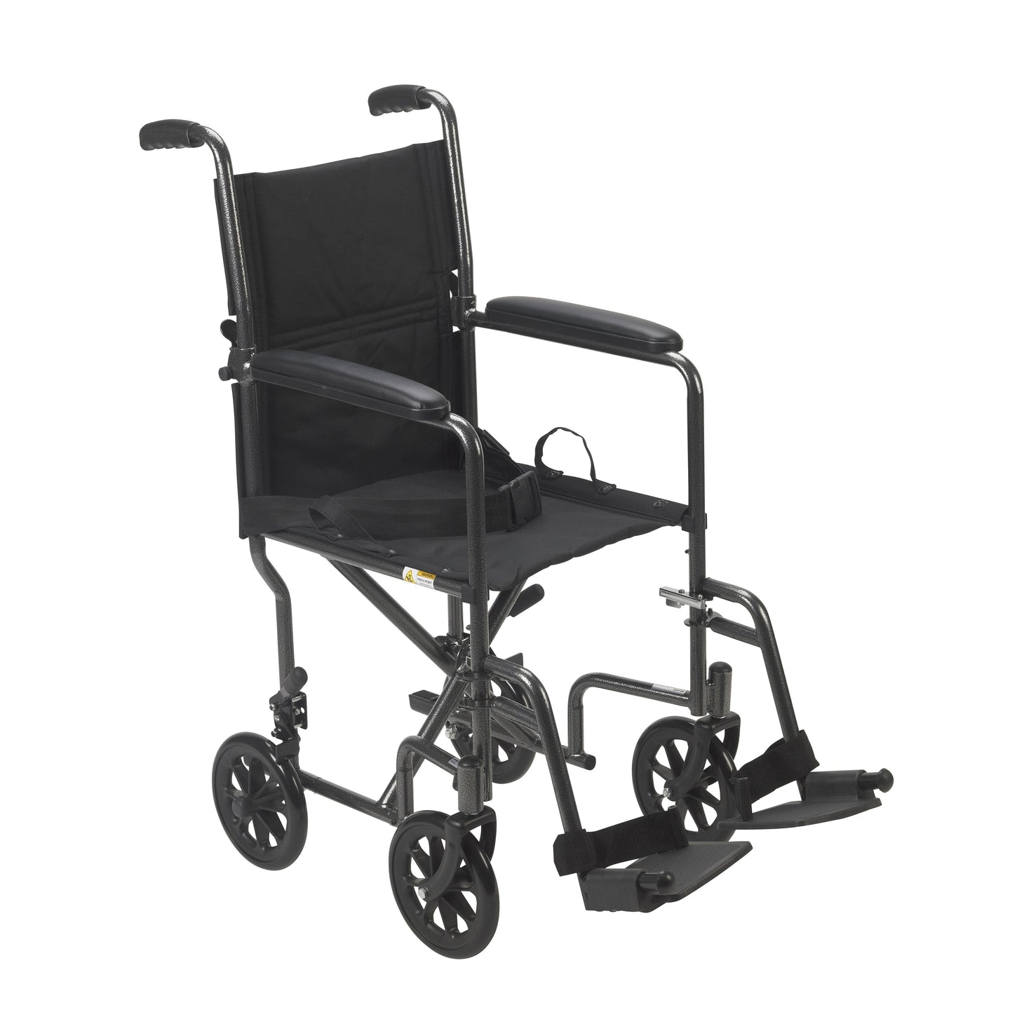 Lightweight Steel Transport Wheelchair, Fixed Full Arms, 19" Seat - No Insurance Medical Supplies