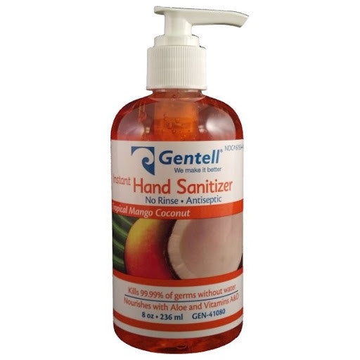 Gentell Instand Hand Sanitizer with Aloe, Pump Bottle, 8 oz