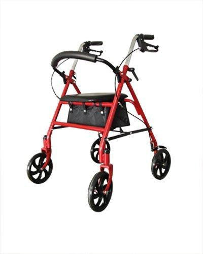 Help Medical Aluminum Easy Walk Royal Rollator - Red - No Insurance Medical Supplies